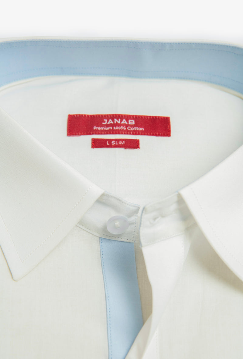 Premium 100% Egyptian Cotton, Off White, Collar - RTW