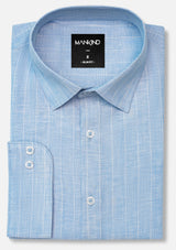 Sky Blue Linen-look Striped Shirt - RTW