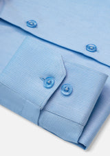 French Collar Textured Sky Blue Shirt - RTW